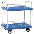 Four Wheels Blue Plastic Foldable Hand Truck Cart Platform Trolley for Warehouse